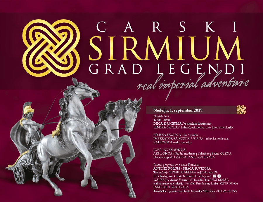 Festival Carski Sirmijum – Grad legendi od 30. avgusta u Sremskoj Mitrovici